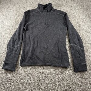 Prana Barclay Sweater Mens Medium‎ 1/4 Zip Mock Neck Brushed Ribbed Knit Fleece